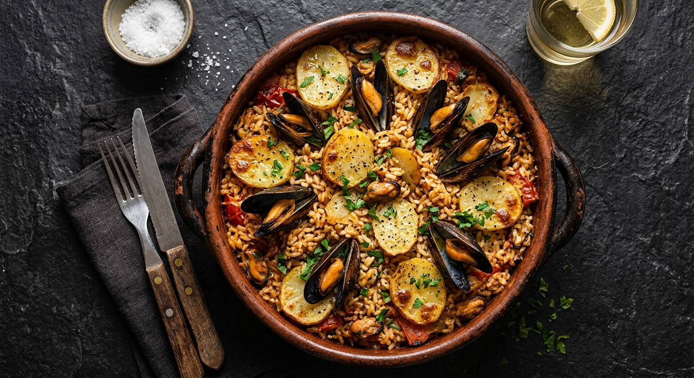 Tiella di riso patate e cozze